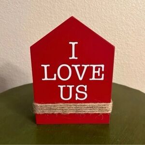 Red "I LOVE US" Decorative Home Accent